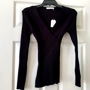 NWT BLACK wrap knit sweater